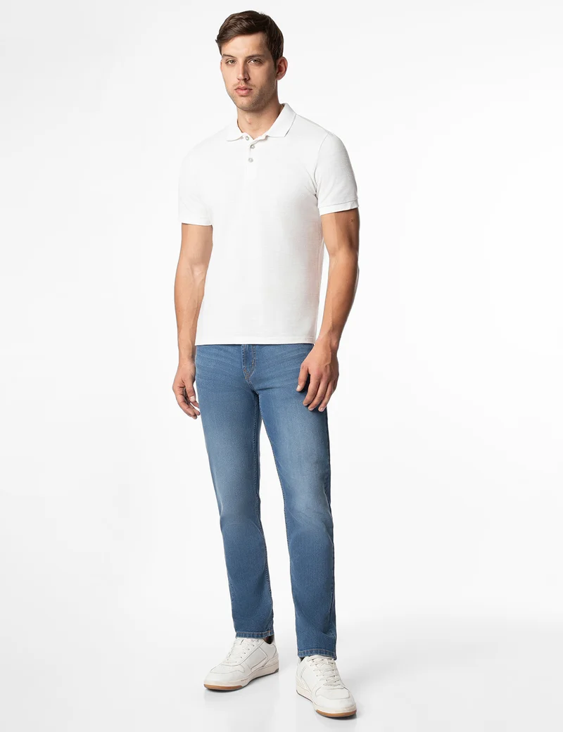 inkd جينز رجالي عادي - متوسط الارتفاع | مزيج القطن | الوزن الخفيف | تصميم كلاسيك 5 بوكت